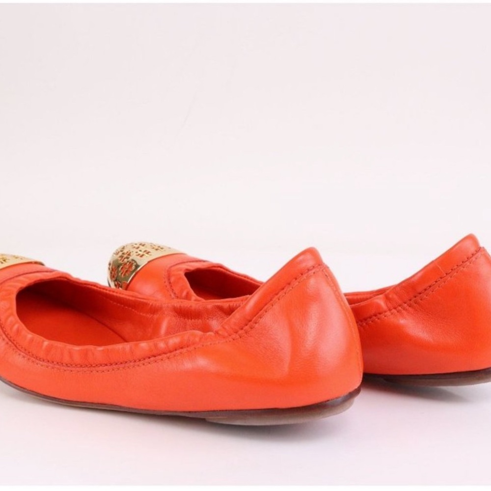 Tory Burch Orange Gold Flats - Picture 5 of 10